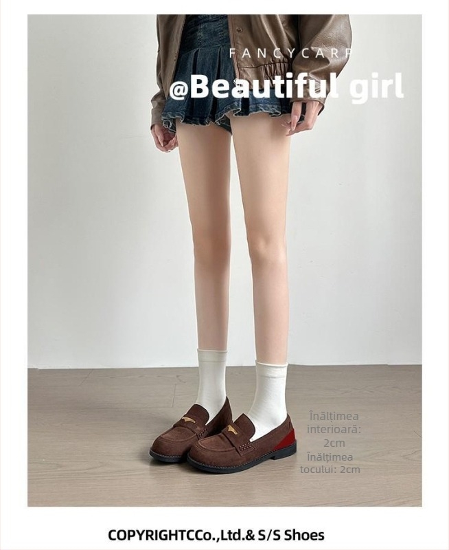 Loafer minimalist cu toc gros de 6-8 cm, talpă din cauciuc, căptușeală Ultra-fiber din piele