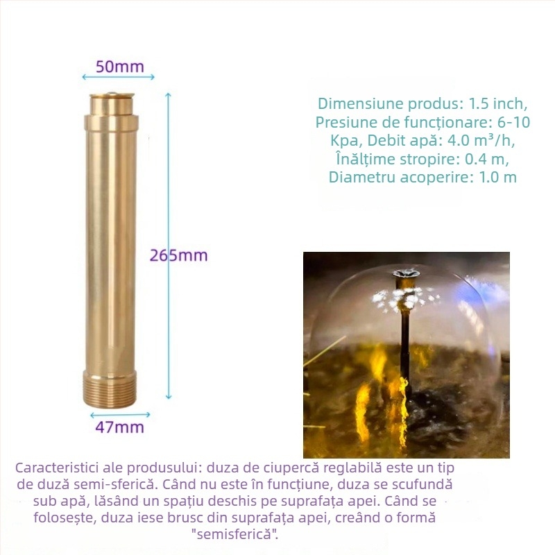 Cap de aspersor în formă de ciupercă, reglabil, din cupru integral, pentru peisaj cu elemente de apă în iazuri și curți