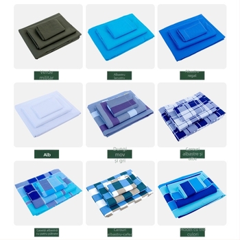 Set de lenjerie de pat din bumbac, trei piese, model în dungI, imprimare și vopsire reactive, țesătură simplă, stil modern minimalist