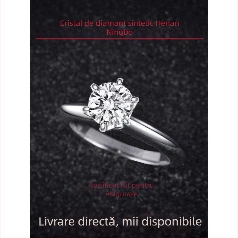 Inel de logodnă din diamant sintetic, claritate VVS, formă diamant, tăiere
