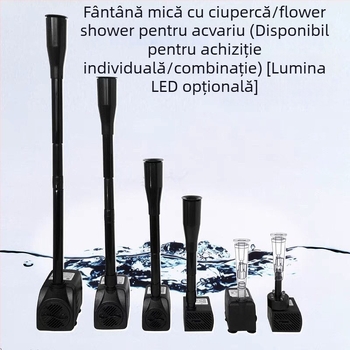 Fântână decorativă de peisaj stâncos cu duză în formă de ciupercă pentru acvariu mic, cu LED — Material: cupru crom-zirconiu; Marcă: Altele