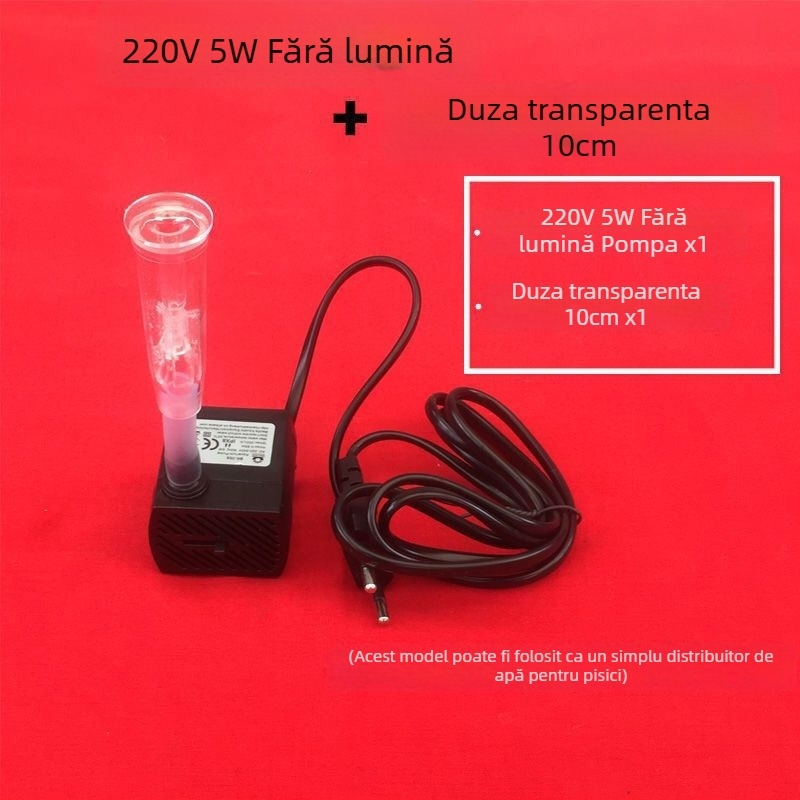 Fântână decorativă de peisaj stâncos cu duză în formă de ciupercă pentru acvariu mic, cu LED — Material: cupru crom-zirconiu; Marcă: Altele