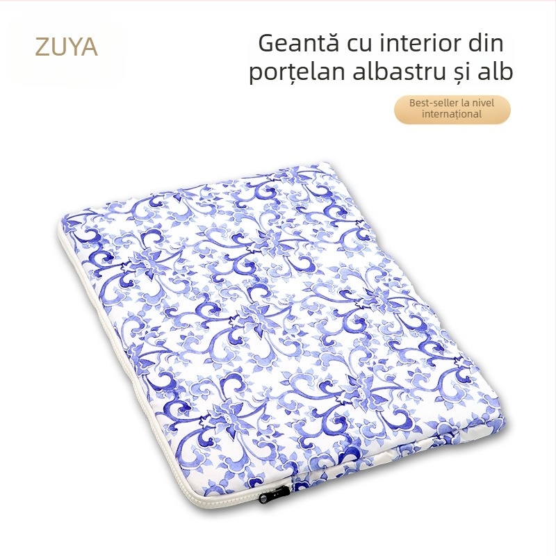 Zhuoyi husă rezistentă la șocuri pentru laptop și tabletă, model cu flori, căptușeală din poliester, stil urban simplu
