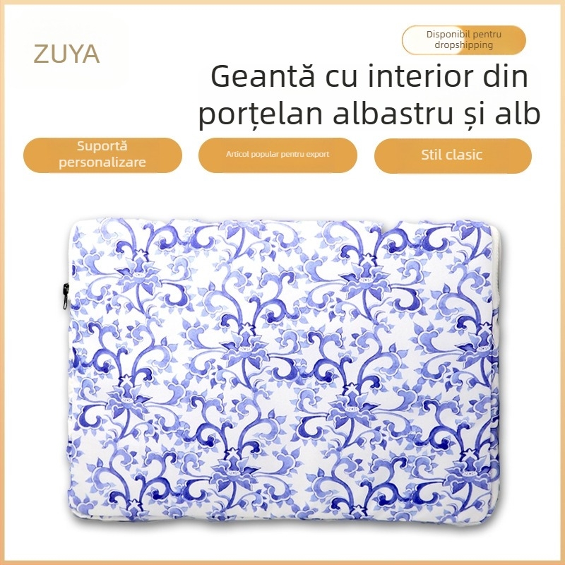 Zhuoyi husă rezistentă la șocuri pentru laptop și tabletă, model cu flori, căptușeală din poliester, stil urban simplu