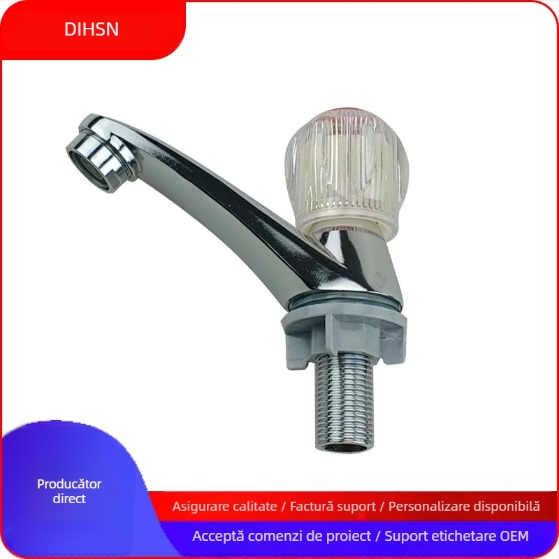 Robinet de chiuvetă, aliaj de zinc, structură monobloc, finisaj electroplacat, miez de supapă din cupru