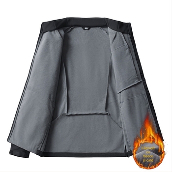 Jachetă de exerciții cu mâneci lungi, guler înălțat și țesătură groasă din amestec de poliester