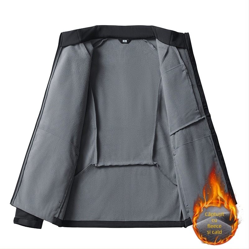 Jachetă de exerciții cu mâneci lungi, guler înălțat și țesătură groasă din amestec de poliester