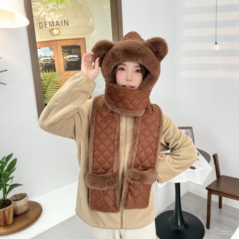 Set două piese: căciulă și fular, impermeabil la vânt și cald, poliester, unisex pentru adulți, vopsire tie-dye, pentru iarnă, primăvară și toamnă