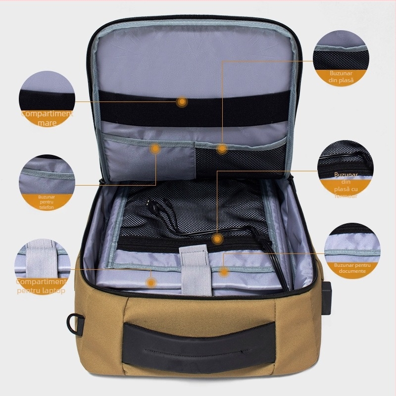 Chunlong Cld8009 Rucsac pentru laptop – respirabil, poliester 600D, închidere cu fermoar, compartimente interne pentru laptop și telefon, stil business