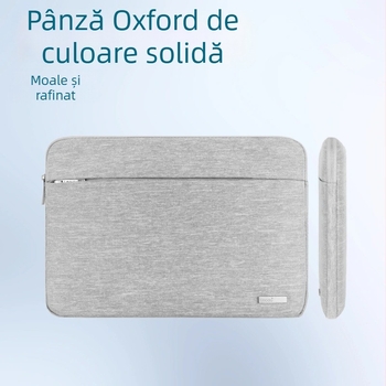 Husă pentru notebook și tabletă cu fermoar, poliester, interior căptușit cu buzunar intern cu fermoar, respirabil
