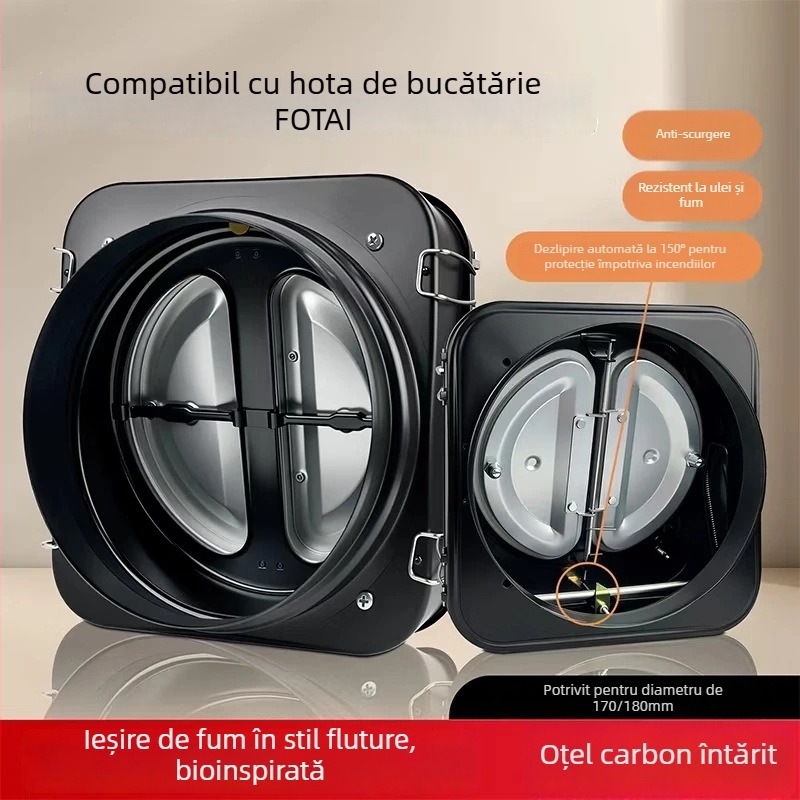 Valvă unidirecțională de stopare a fumului pentru hota de bucătărie Fotile, rezistentă la foc, oțel carbon, stil lux ușor
