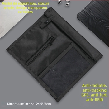 Geantă pentru laptop cu protecție RFID și protecție a semnalului, două straturi antifurt, căptușeală nano-protecție, material Oxford