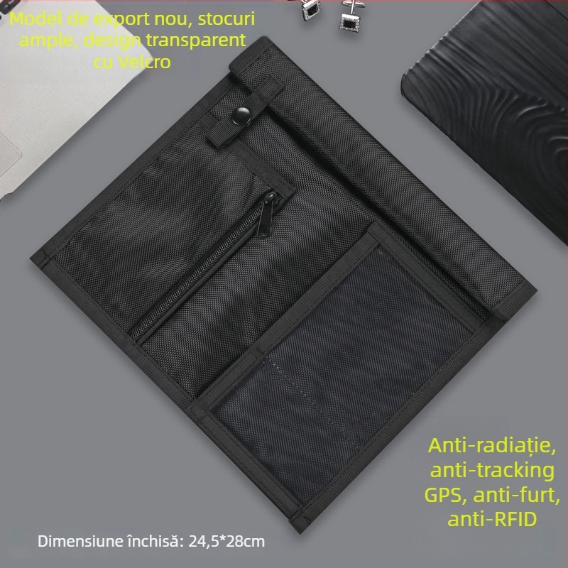 Geantă pentru laptop cu protecție RFID și protecție a semnalului, două straturi antifurt, căptușeală nano-protecție, material Oxford