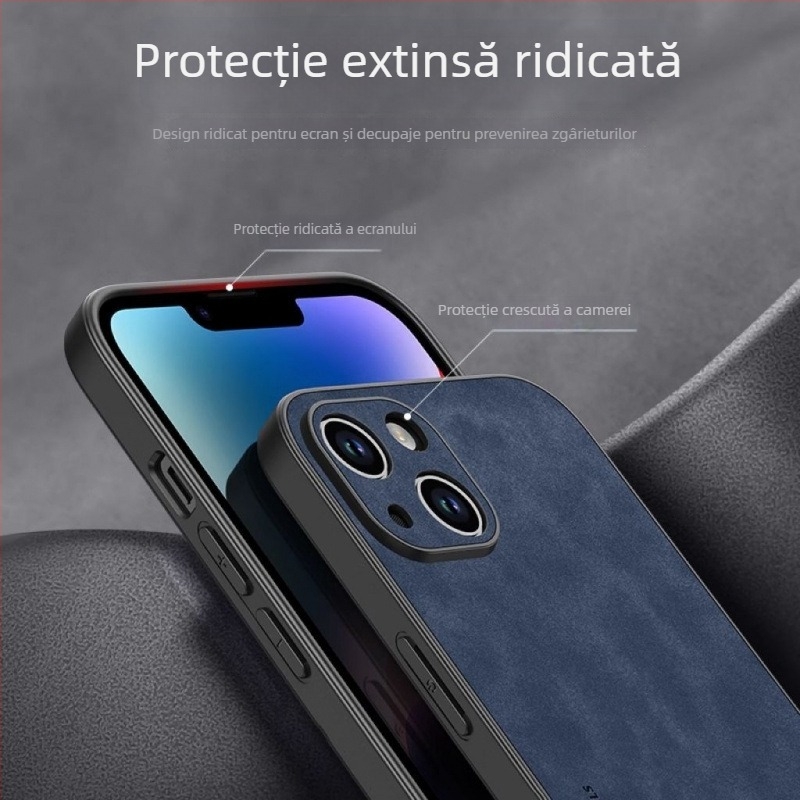 Husă pentru iPhone 14 – piele artificială, stil retro, asamblare