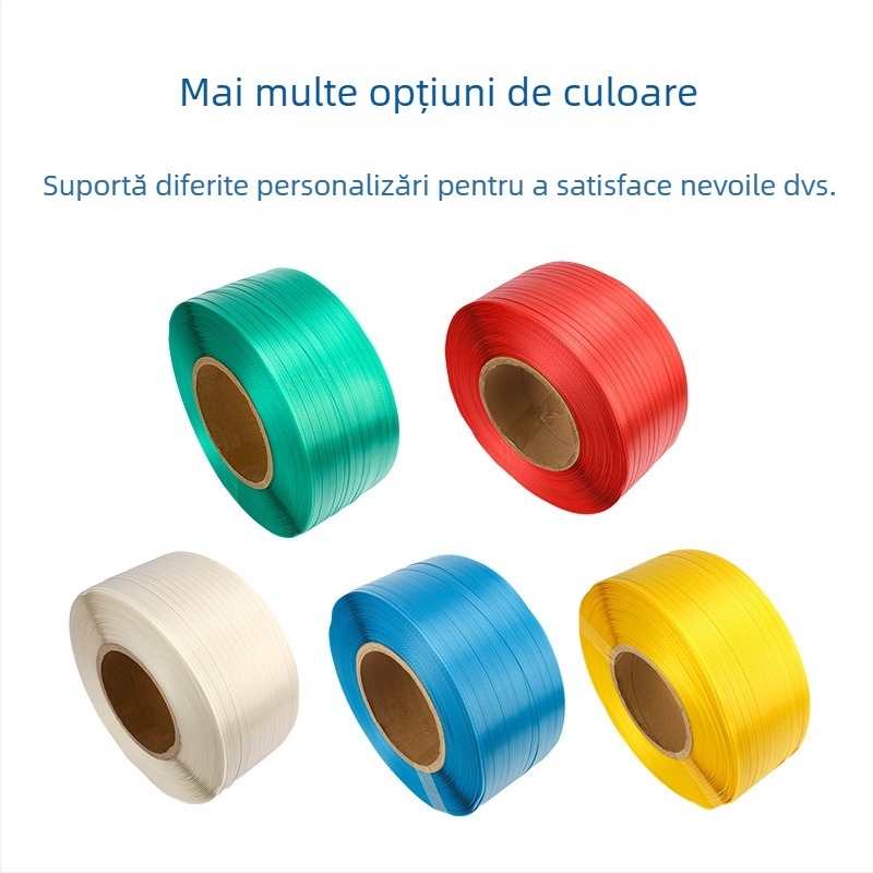 Bandă PP pentru ambalare pentru mașini, lățime 12 mm, grosime 12 mm, rezistență la tracțiune 100 kg, role Ø40 mm, diametru interior Ø20 mm