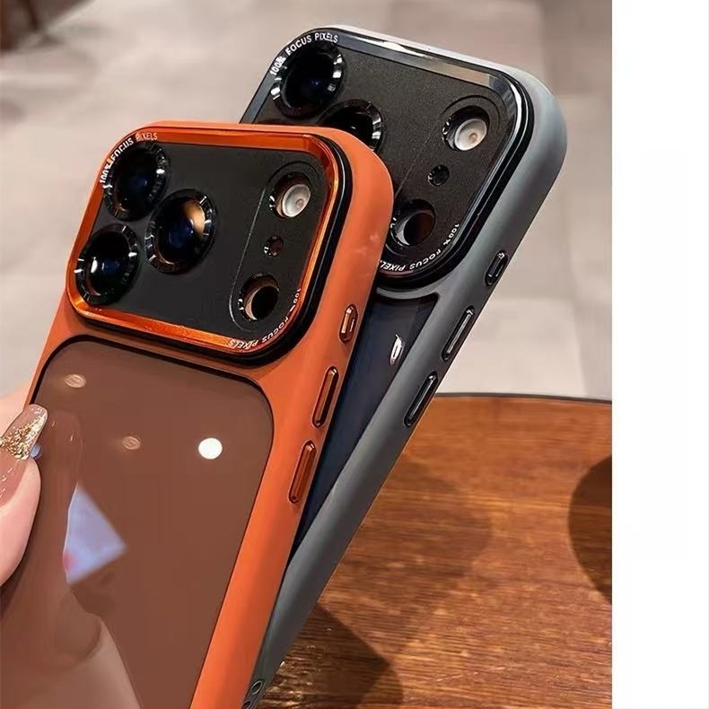 Carcasă Xingyu Orange cu obiectiv metalic pentru iPhone 17 Pro Max – minimalistă, gravură în relief, protecție anti-cădere, compatibilă cu seria iPhone 11–17 Pro/Max