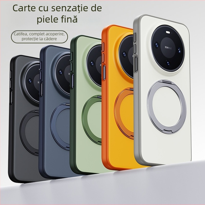 Husă Huawei Mate80 Pro cu suport rotativ magnetic — 2-în-1 margine moale și spate din acrilic, finisaj frosted, anti-amprentă