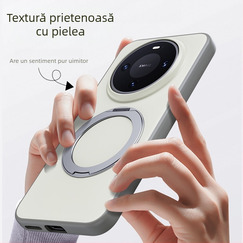 Husă Huawei Mate80 Pro cu suport rotativ magnetic — 2-în-1 margine moale și spate din acrilic, finisaj frosted, anti-amprentă