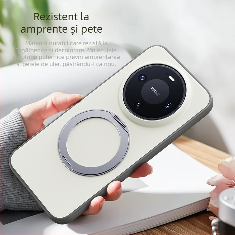 Husă Huawei Mate80 Pro cu suport rotativ magnetic — 2-în-1 margine moale și spate din acrilic, finisaj frosted, anti-amprentă