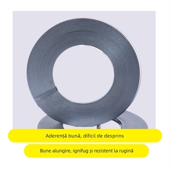 Bandă din oțel galvanizat pentru ambalarea produselor metalice, rezistență înaltă 850 MPa, grosime 0,5–1,0 mm, diametru intern tambur 300–400 mm