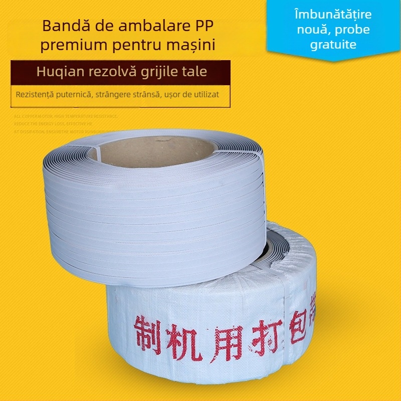 Bandă de ambalare PP pentru mașini, grosime 0.8 mm, rezistență la tracțiune puternică, rolă Ø320 mm / Ø100 mm