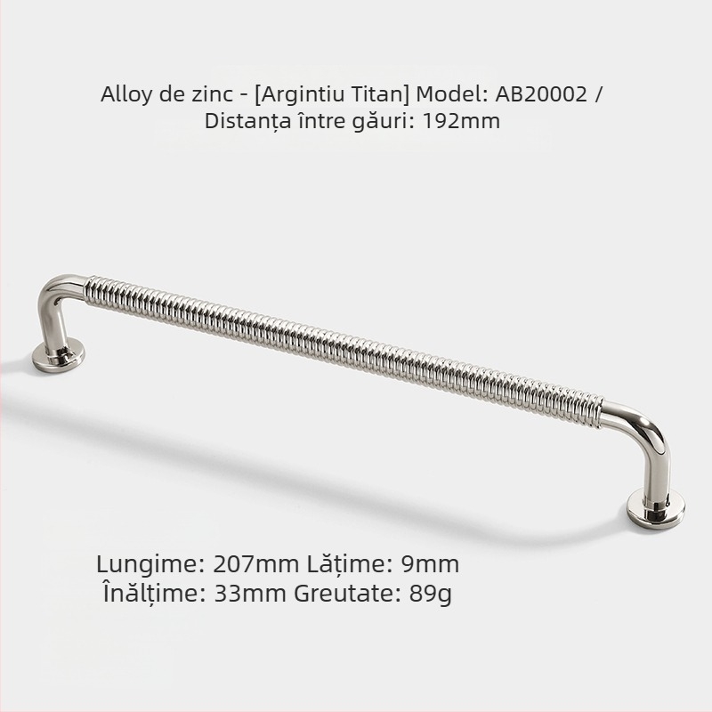 Mâner ușă garderob și dulap, aliaj de zinc, AB20001, finisaj electroplacat