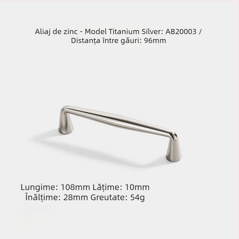 Mâner ușă garderob și dulap, aliaj de zinc, AB20001, finisaj electroplacat