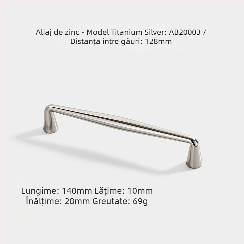 Mâner ușă garderob și dulap, aliaj de zinc, AB20001, finisaj electroplacat