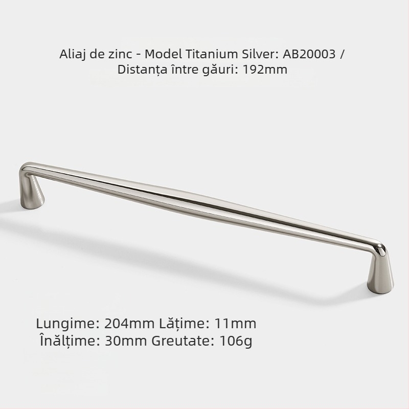 Mâner ușă garderob și dulap, aliaj de zinc, AB20001, finisaj electroplacat