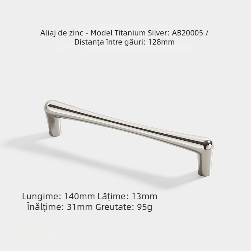 Mâner ușă garderob și dulap, aliaj de zinc, AB20001, finisaj electroplacat