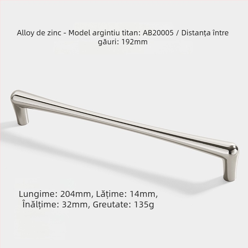 Mâner ușă garderob și dulap, aliaj de zinc, AB20001, finisaj electroplacat