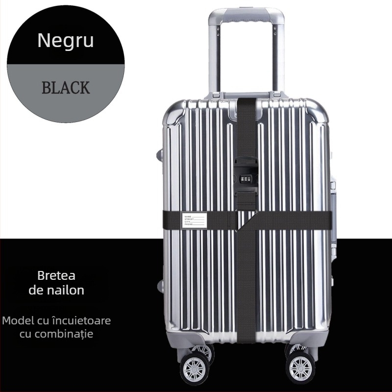 Curea pentru bagaje din nylon cu anti-furt, rezistență la șocuri și reducere a încărcăturii (Material: Nylon; Funcții: Anti-furt, Rezistență la șocuri, Reducere încărcătură; Brand: Producție proprie)