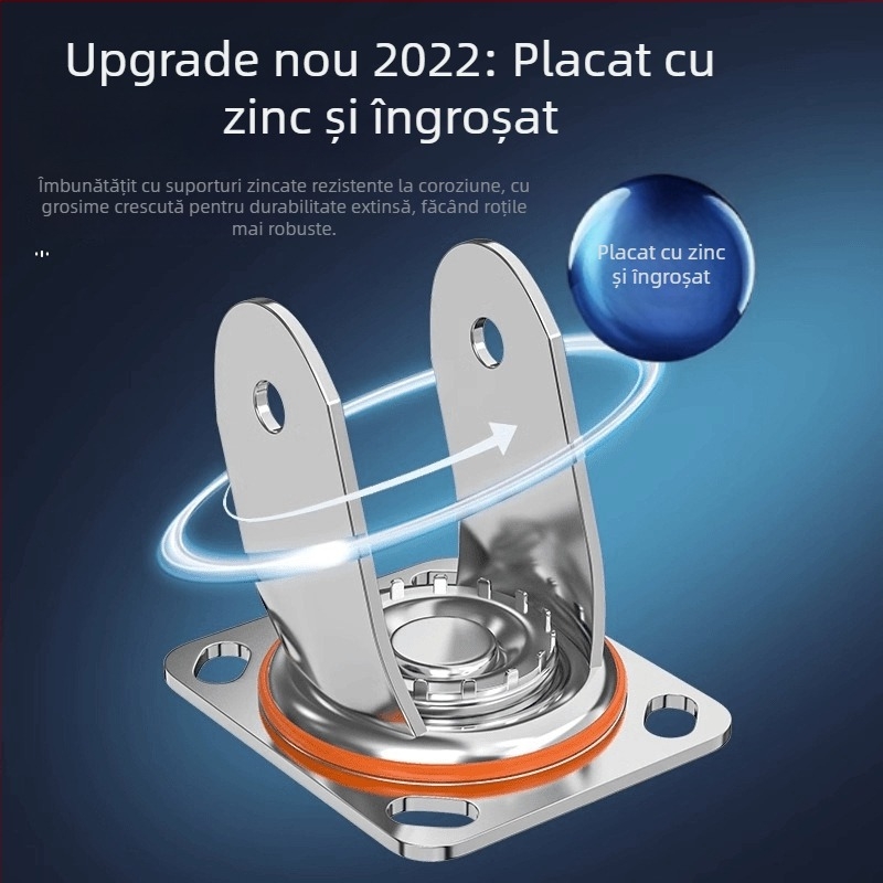 Roată pivotantă universală din poliuretan, pentru cărucioare și remorci – funcționare silențioasă