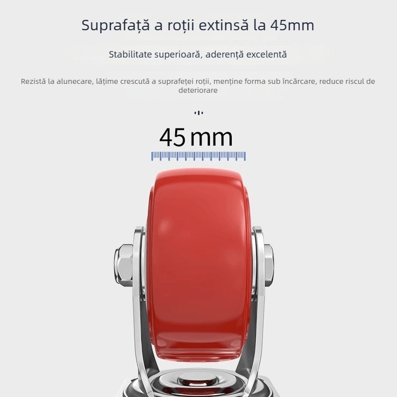 Roată pivotantă universală din poliuretan, pentru cărucioare și remorci – funcționare silențioasă