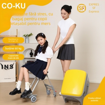 Bagaj de copii cu funcție de șezut, capacitate mare, carcasă PC, 5,1 kg, încuietoare TSA, deschidere cu fermoar, roți universale