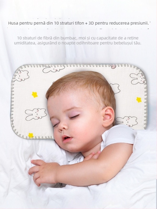 Pernă nor pentru nou-născuți — Bibione/Bibiwan — 100% bumbac — stil desene animate — vârstă 0–1 ani