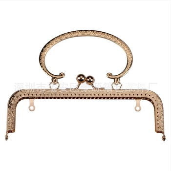 Accesorii pentru geantă - ramă pătrată cu model S gravat pentru mâner, din fier, finisaj bronz