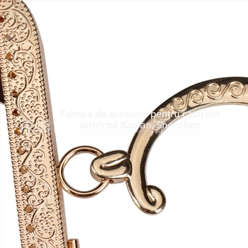 Accesorii pentru geantă - ramă pătrată cu model S gravat pentru mâner, din fier, finisaj bronz