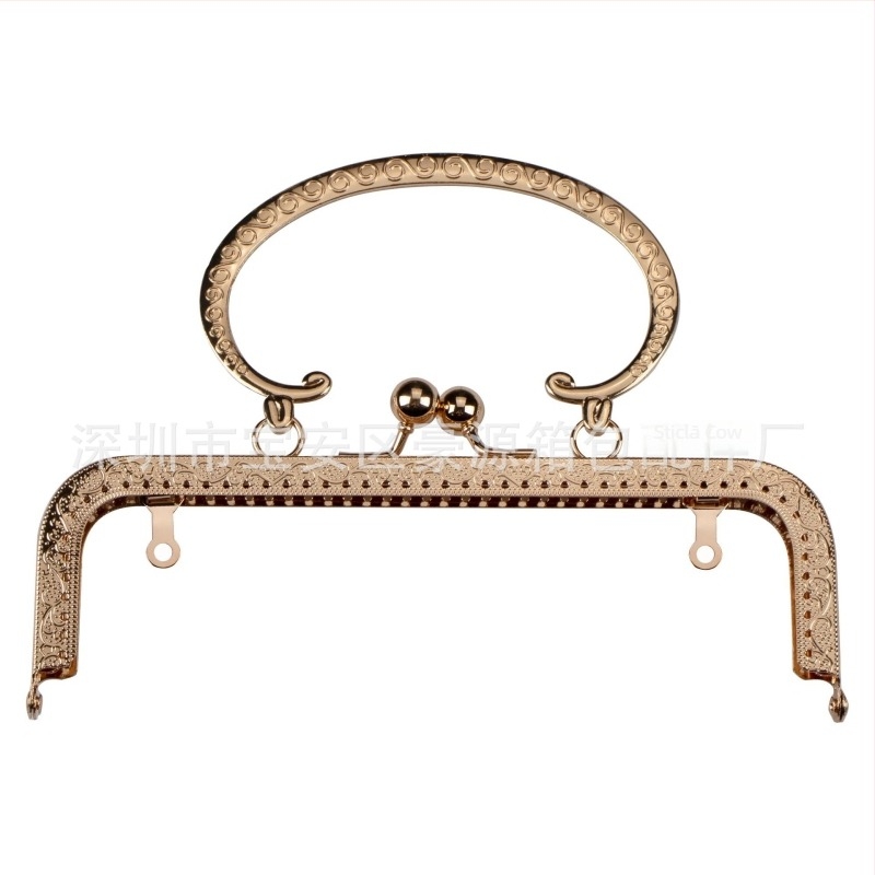 Accesorii pentru geantă - ramă pătrată cu model S gravat pentru mâner, din fier, finisaj bronz