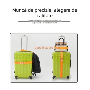Bandă pentru bagaje cu cataramă metalică triunghiulară, curea transversală elastică, poliester, anti-furt și extensibilă