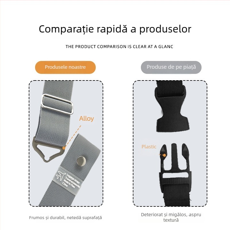 Bandă pentru bagaje cu cataramă metalică triunghiulară, curea transversală elastică, poliester, anti-furt și extensibilă