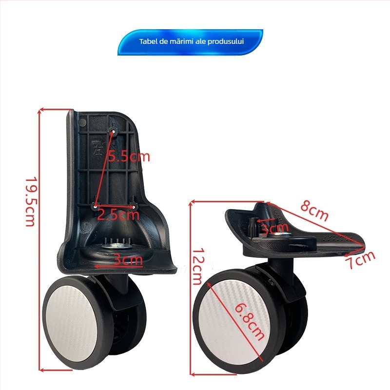 Roată universală pentru bagaje – silențioasă, rezistentă la uzură, rulment TPE, carcasă PP, braț PA (pentru înlocuire)