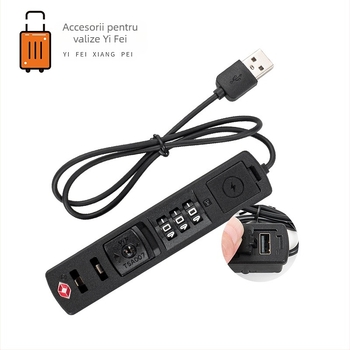 Lacăt pentru bagaje TSA23068 cu cod de securitate și interfață USB de încărcare, ABS material, anti-furt