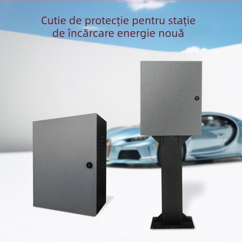 Casetă de protecție pentru încărcător EV, montaj pe perete/coloană – tip coloană, 3 circuite, 3 rânduri de întrerupătoare, carcasă din oțel laminat la rece, nivel de protecție 43, curent nominal 21 A