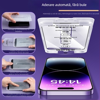 Protecție ecran iPhone 13 Pro Max, sticlă temperată, membrană frontală, HD, antiamprente, ecran complet