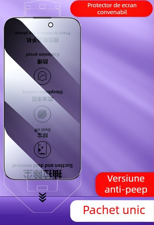 Protecție ecran iPhone 13 Pro Max, sticlă temperată, membrană frontală, HD, antiamprente, ecran complet