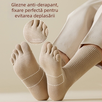 Șosete din bumbac cu cinci degete pentru bărbați, lungime medie, absorbante de transpirație