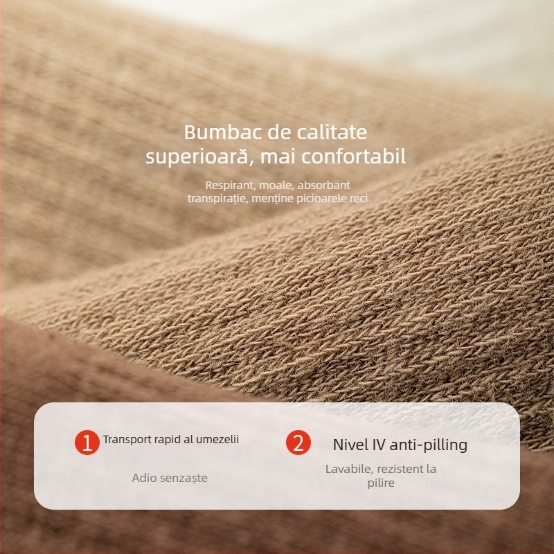 Șosete din bumbac cu cinci degete pentru bărbați, lungime medie, absorbante de transpirație
