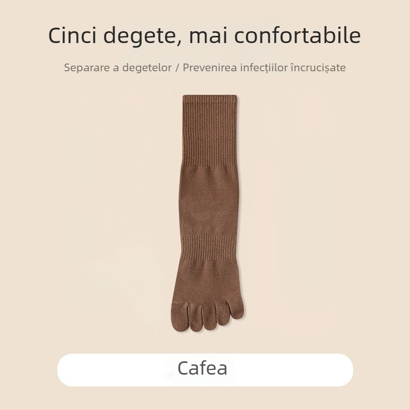 Șosete din bumbac cu cinci degete pentru bărbați, lungime medie, absorbante de transpirație