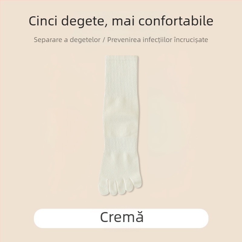 Șosete din bumbac cu cinci degete pentru bărbați, lungime medie, absorbante de transpirație